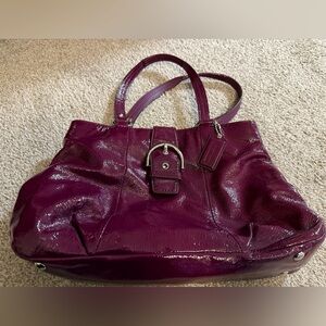 Coach Glossy Plum Shoulder Bag with Matching wallet